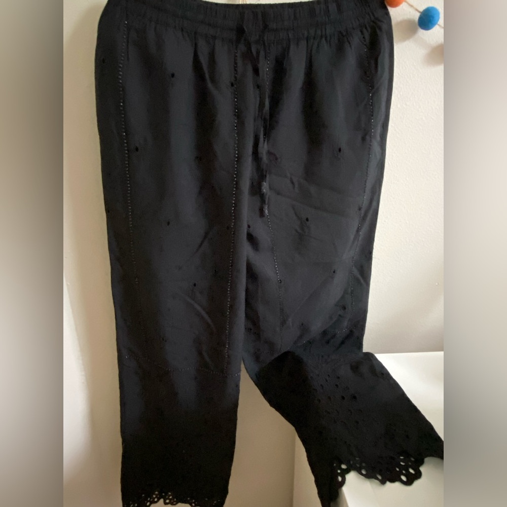 ZARA Beaded Embroidered Black Pants, Size M